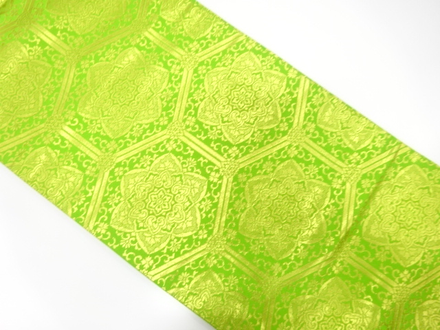 JAPANESE KIMONO / ANTIQUE FUKURO OBI / WOVEN FLORAL KIKKO